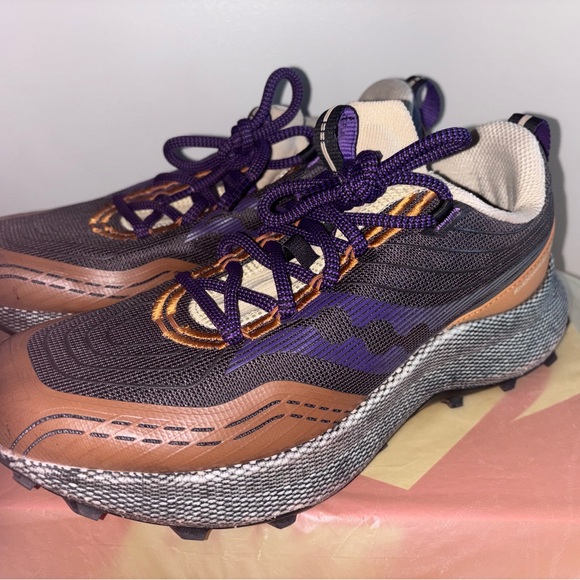 Saucony Athletic Shoes in Brown, Purple, and Black